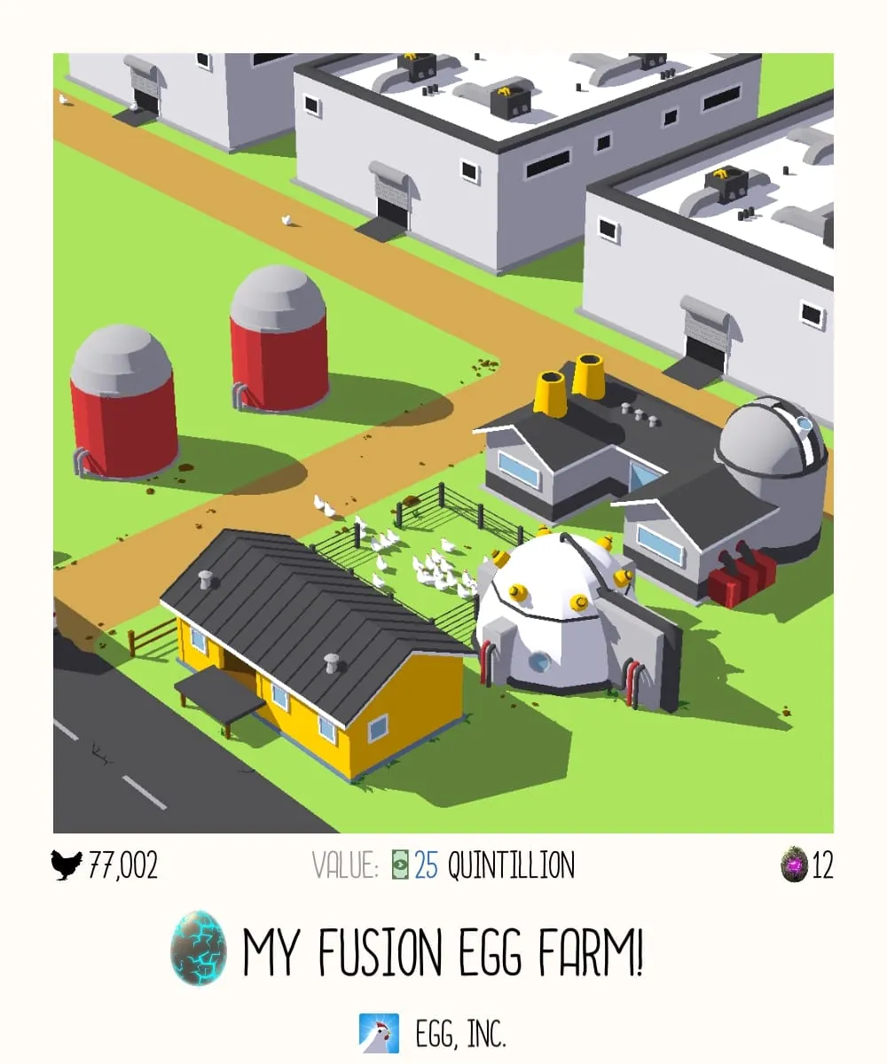 Just look at that sum of green there. This Egg generates 1 GW of energy. I wish this wasn’t a game, too, how could you tell?